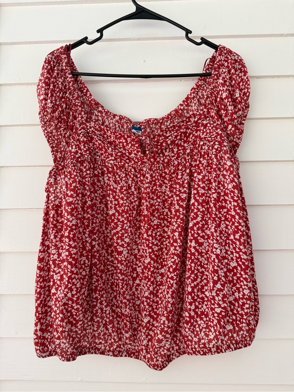 Old Navy | Red Floral Peasant Top Cotton-Rayon Size 3X